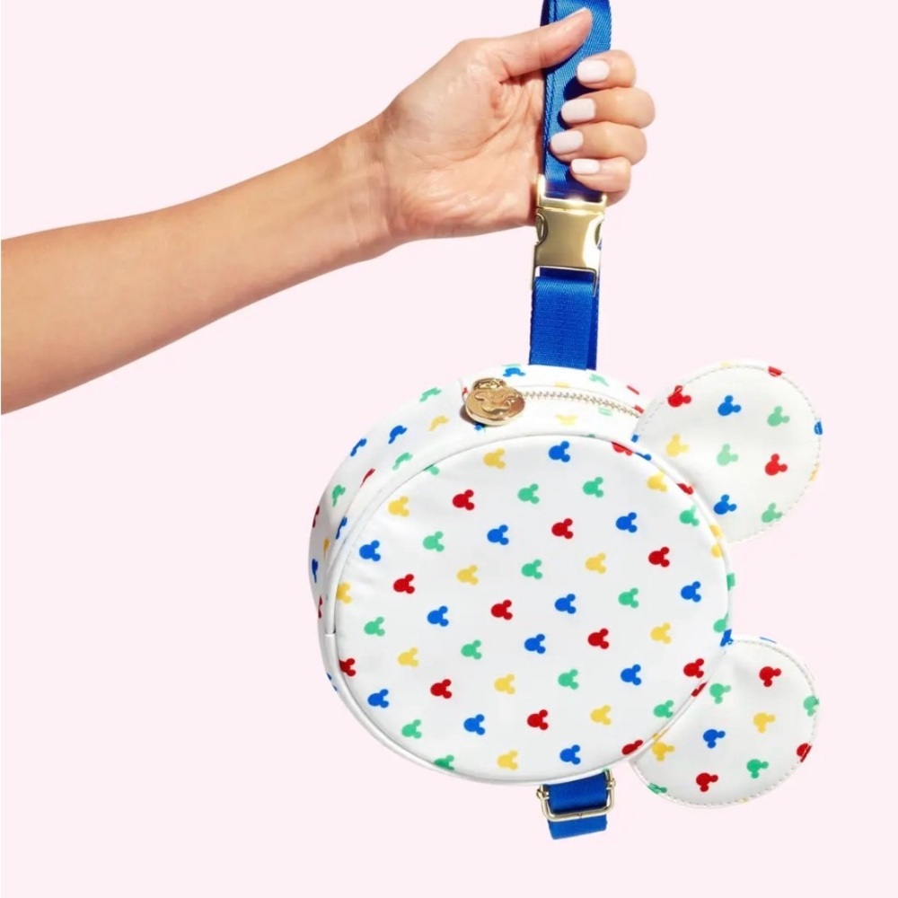 Stoney clover lane White Mickey Ear Fanny pack Crossbody Bag Multicolor Hearts